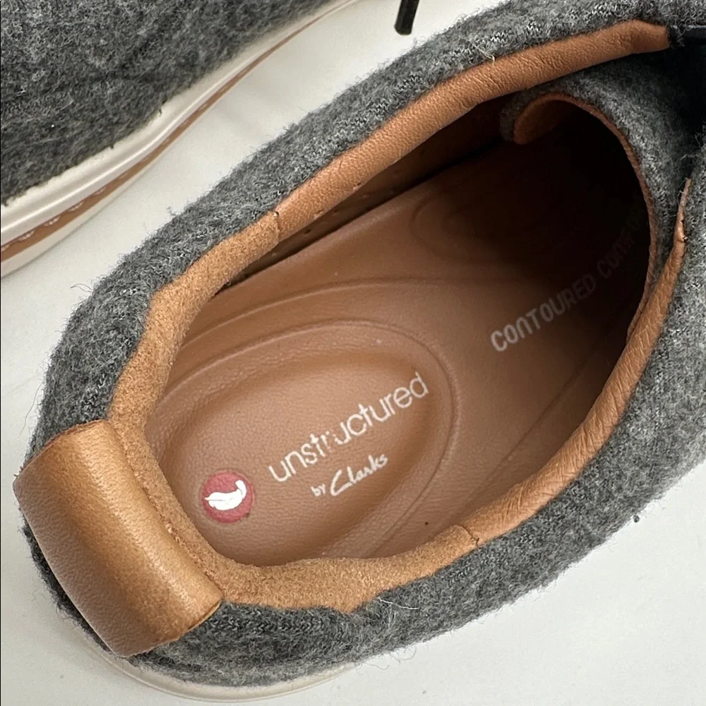 CLARKS Un Maui Shoes Lace Sneakers Women Size 6 Gray Contoured Comfort Wool